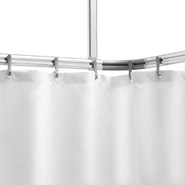 Карниз для душової штори Sealskin Easy Roll, повний комплект, включаючи душову штангу, стельове кріплення та кільця, кронштейн для душової шторки для індивідуального монтажу, L-подібна, U-подібна форма та кутова можливість, алюміній, хром-матовий хром-мат