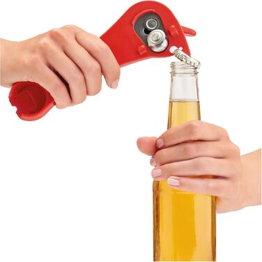 Відкривачка для консерв Kuhn Rikon 5-в-1, чорна: банки, пляшки, кришки, автоматичне захоплення краю, 18 x 9.5 x 6.3 см