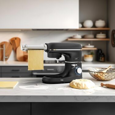 Кухонний комбайн з машиною для пасти – 2000W, електричний, з чашею 6.2L з нержавіючої сталі (чорний)