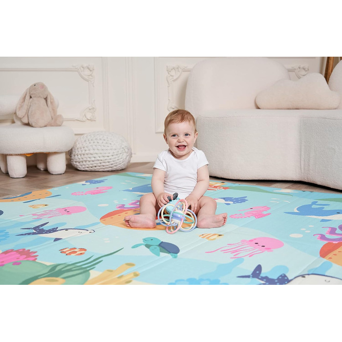 Дитячий килимок Дитячий килимок Дитячий ігровий килимок 180х200х1,5см. Двосторонній і нетоксичний складний водонепроникний дитячий килим з пінопласту. Ігровий килимок Ігровий килимок Дитячий килимок Подарунок (море)