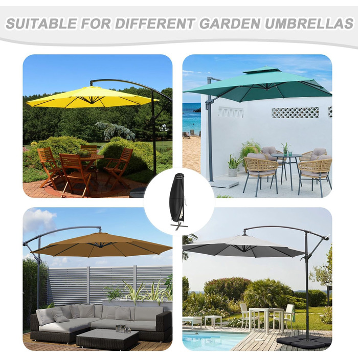 Чохол для парасольки 4м, захисний чохол для парасольки з розкривною тканиною (Ampelschirm) діаметром до 400 см. Захисний чохол для парасольки, чохол для подвійної парасольки, анти-UV, Oxford Fabric, 280x70/70 см (240x45/70/50 см)