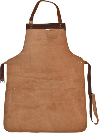 Чоловічий фартух з натуральної шкіри преміум-якості, ручної роботи | Фартух для гриля, барбекю та приготування їжі з кишенями | Регульовані ремені | Вінтажний коричневий