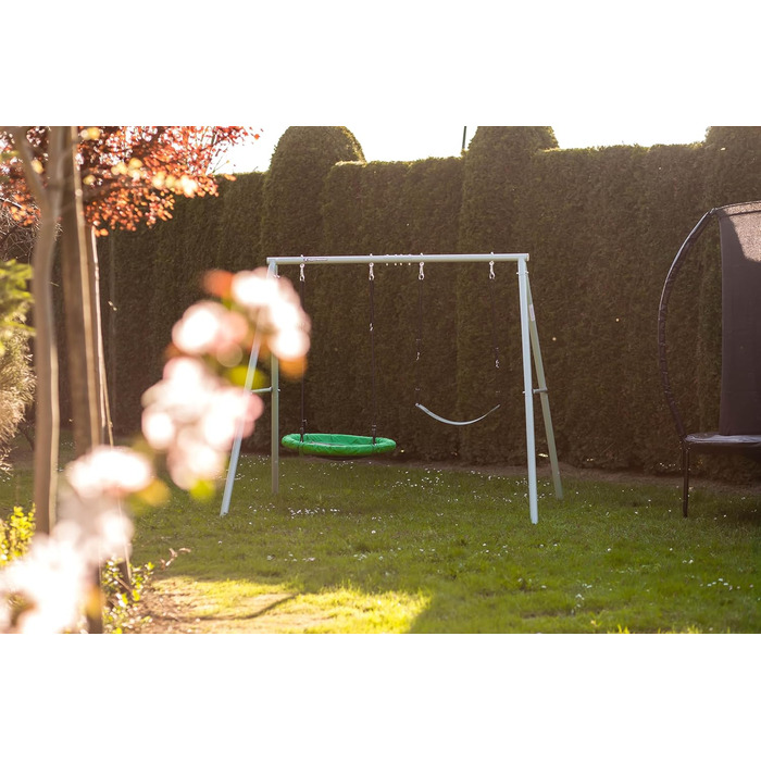 Гойдалка-гніздо для саду HyperMotion Storchennest з А-рамою, 2 місця, 150 кг, зелено-сіра (HYP1)