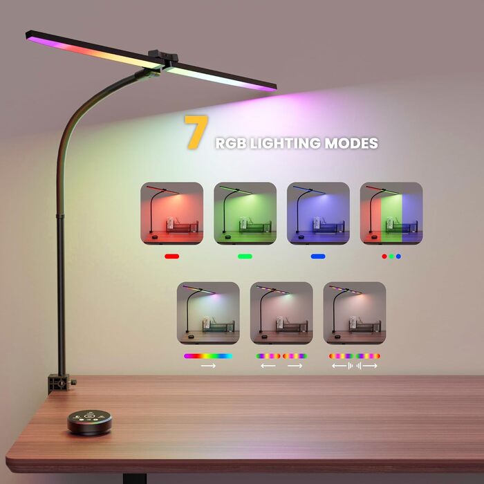 LED лампа для столу CaalLogt з двома головками, димер, пульт керування, захист очей, для роботи, читання та навчання