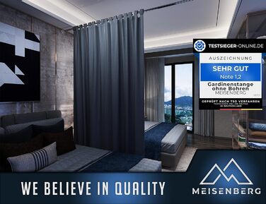 Штанга для душу без свердління 160-210 см, Ø 32 мм, з кріпленнями - штанга для завіси для вікон, перегородок та кухні (160-210 см, нержавіюча сталь срібна)