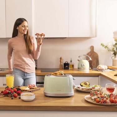 Тостер Cecotec Toast&Taste 800 Vintage Green, 850 Вт, 2 відділення, зелений, нержавіюча сталь, ретро-дизайн