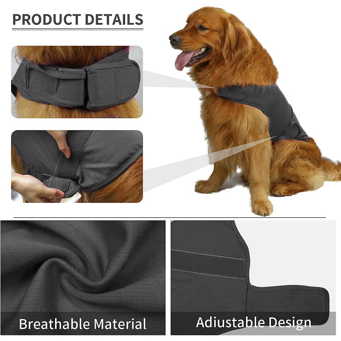 Зручна собача шуба каттамао для зняття занепокоєння, заспокійливий жилет, сорочка Доннер, куртка для собак S, M, L, XL (X-Small (комплект з 1), Сірий)