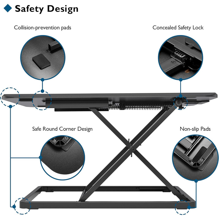 Стіл-трансформер BONTEC: регульована висота, платформа 67x47 см, до 8 кг