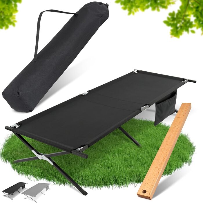Похідне розкладне ліжко HAINBAUR XXL 210x70/100 см, до 200 кг, складане польове ліжко для кемпінгу з монтажним інструментом