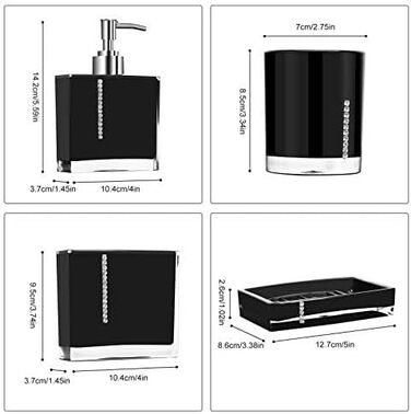 Акриловий набір для ванної кімнати кружка, пляшка для зубної щітки, дозатор для мила (чорний), 5 шт.