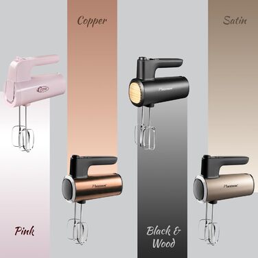 Міксер ручний Bestron Power з 6 швидкостями, Turbo-функцією та LCD-дисплеєм. В комплекті: 2 вінчики та 2 гачки для тіста. Вага: 1 кг, колір: чорний/дерево