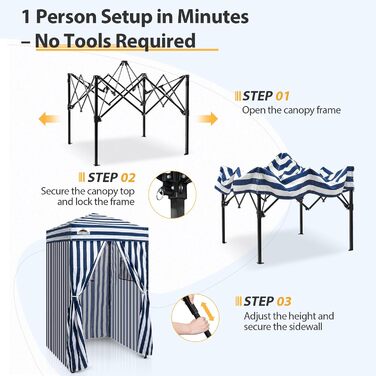 Намет-роздягальня EAGLE PEAK Flex Ultra Compact Pop-Up, 1,2 x 1,2 м, для басейну, фотосесій та кемпінгу (Морська синя/Білий)