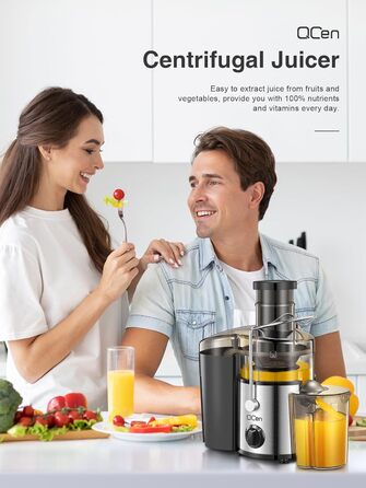 Центрифужний соковитискач QCen: нержавіюча сталь, BPA-free, 500W, для фруктів та овочів