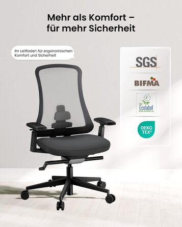 Офісний стілець ProtoArc Flexer Pro чорний з регулюванням глибини сидіння та дихаючою спинкою