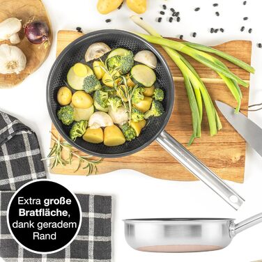 Пан з нержавіючої сталі Moritz & Moritz 28 см з керамічним покриттям нового покоління - підходить для всіх типів плит - антипригарна сковорода з вафельною структурою для приготування, смаження та тушкування