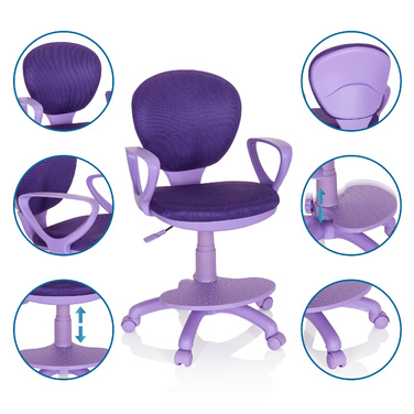 Дитячий стілець / дитячий письмовий стілець KID COLOUR тканина фіолетовий hjh OFFICE