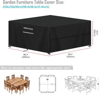 Захисний чохол для садово-патіо меблів: стіл, вологостійкий, 250x250x90 см, 420D Oxford