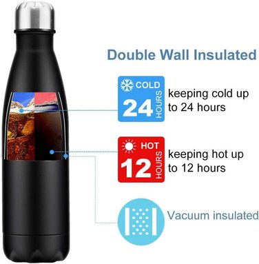 Ви можете використовувати пляшку для пиття з нержавіючої сталі з індикатором температури * 500 мл Не містить бісфенолу А * зберігає холод протягом 24 годин і 12 годин в гарячому стані * ідеально