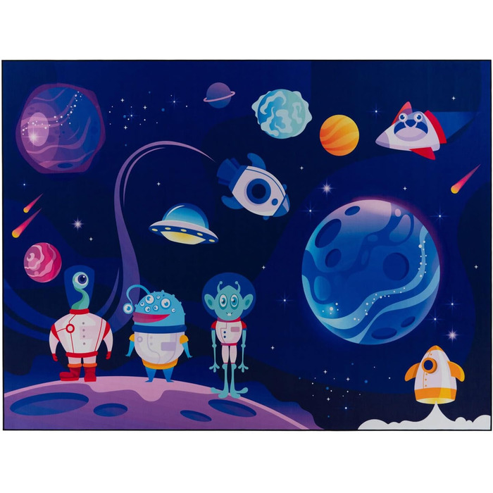 Дитячий килим Килим для дитячої кімнати Ігровий килимок для хлопчиків і дівчаток, а також для молодіжної кімнати Милі інопланетяни синій 080x150 см