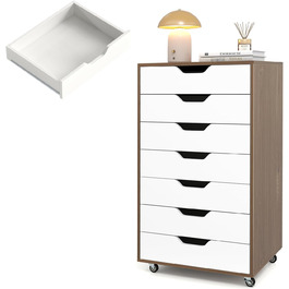 Роликовий контейнер KOMFOTTEU з шухлядами, мобільний офісний шафа, візок для документів, білий, для файлів та паперів (натуральний колір)