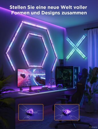 Набір подовжувачів Govee x EVANGELION Gaming Glide Wall Lamp, в т.ч. 2 світлові секції, 2 роз'єми