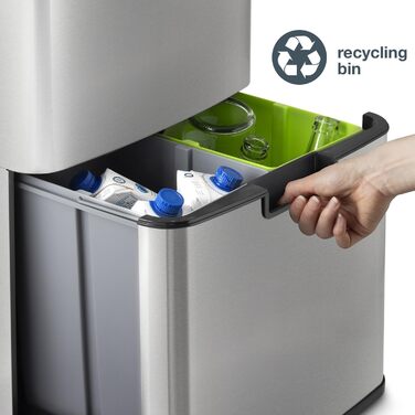 Сенсорний сміттєвий бак Les Collectionneurs №1012, 69л, 3 відсіки (47+11+11л), автоматичне відкривання, інфрачервоний датчик, тихе закривання, дизайн (срібло)