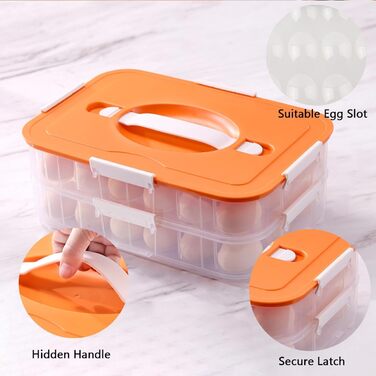 Контейнер для яєць з кришкою, 2-ярусний, 36 відділень, зелений, з ручкою та інжектором, для холодильника, складаний, портативний, прозорий, для вечірок, пікніків, подорожей