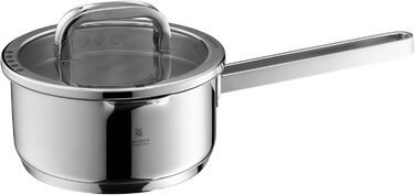 Каструля WMF Function 4 з нержавіючої сталі 16 см з кришкою, 1,4 л, для індукції, Cromargan, 4 функції зливу, мірна шкала, срібна