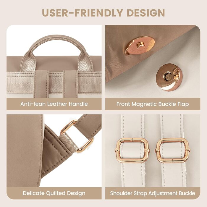 LOVEVOOK Сумка-рюкзак жіноча маленька, елегантна міська, водонепроникна, повсякденна, для подорожей, школи, роботи, чорна (14 дюймів, A-khaki-beige)