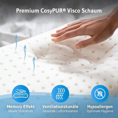 Ортопедична подушка для шиї Third of Life Liora, 48x37x10,5 см, з Memory Foam, для тих, хто спить на боці, біла, з антиалергенним покриттям