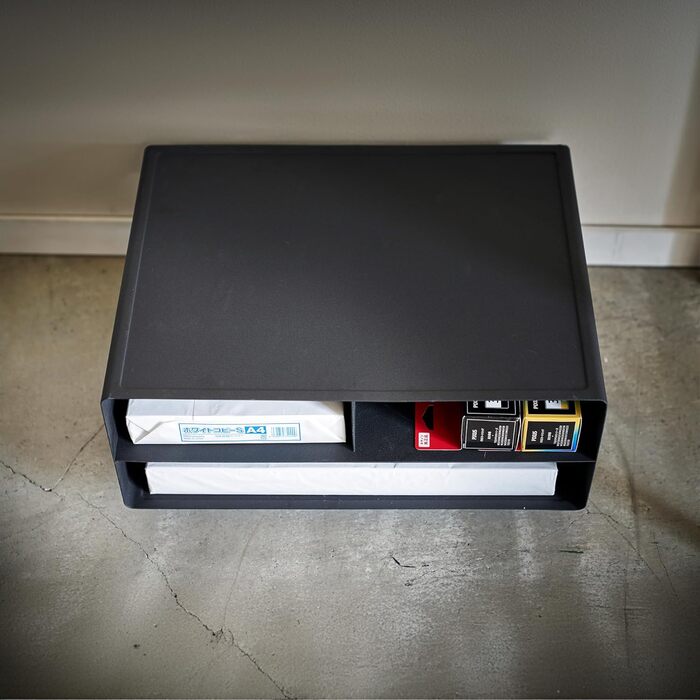 Стол для принтера Yamazaki 4349 Tower, чорний, сталь, мінімалістичний дизайн, 48 x 37 x 19 см