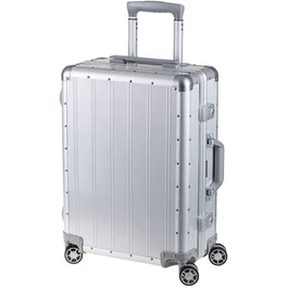 Дорожня валіза Alumaxx Орбіта, алюмінієва Валіза на коліщатках, Валіза-візок з 4 подвійними 360-градусними роликами, сріблястий корпус 54 см