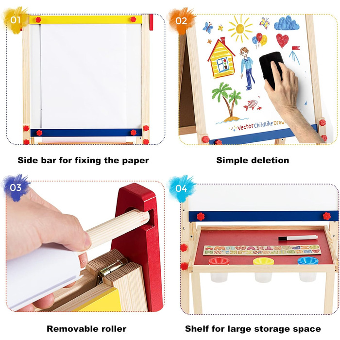 Дитяча мольберт-стіл LIFEZEAL з крейдяною дошкою, дерев'яний, 52.5 x 51.5 x 106.5 см
