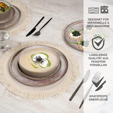 Набір посуду Moritz & Moritz ALHAMBRA на 12 осіб (36 предметів) з високоякісного порцеляну - сучасний сервіз, тарілки, десертні тарілки, піали