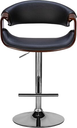 Барний стілець CLP Foley з штучної шкіри, з підлокотниками та спинкою, регульована висота, дерево, штучна шкіра, горіх/чорний