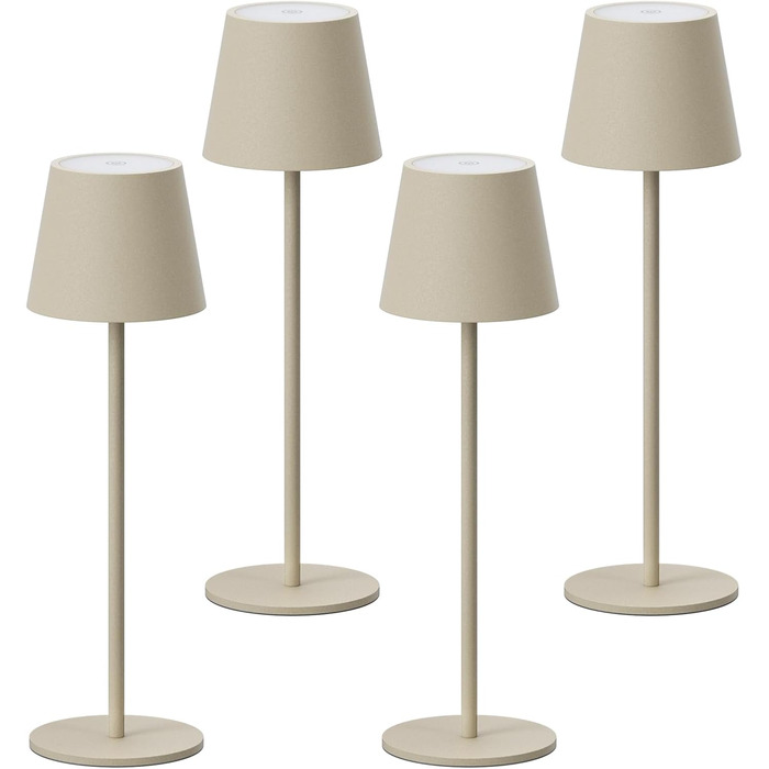 LED-лампа K-Bright на акумуляторі, 4 шт., диммування, 36.5 см, IP54, тепле світло 2700K, USB-C, бежевий