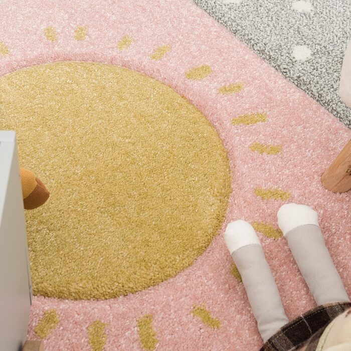 Дитячий килимок Дитячий килимок Ігровий килимок для дитячої кімнати Rainbow Clouds Рожевий Сірий Білий, Розмір 160x230 см