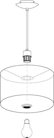 Підвісний світильник EGLO Maserlo, підвісний світильник з текстилю 1 полум'я, підвісний світильник зі сталі та тканини, колір матовий нікель, сірий, сріблястий, цоколь E27, Ø 38 см Підвісний світильник, Ø 380 мм