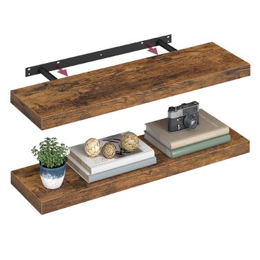 Настінна полиця VASAGLE, 2 шт., 20 x 80 x 3,8 см, вінтажний колір, для декору, фотографій, вітальні, кухні, офісу