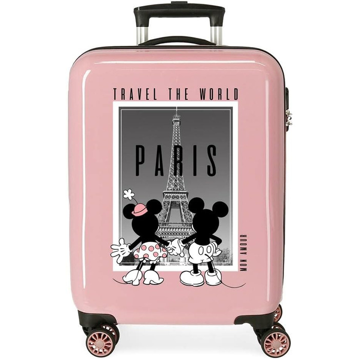 Дісней Міккі та Мінні подорожують світом Паризька оголена каюта валіза 38x55x20 см Жорсткий бічний кодовий замок з ABS 34 л 2 кг 4 подвійні колеса ручна поклажа