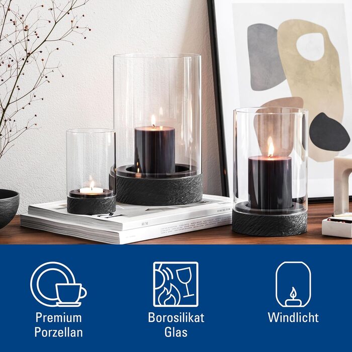 Кавова чашка Villeroy & Boch Manufacture, 2 шт., преміум фарфор, чорний колір, 12x12x19,5 см, для миття в посудомийній машині, сумісна з мікрохвильовою піччю