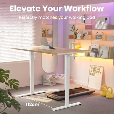 Регульований стіл HUANUO з підйомною механізмом, 4 пам'яті висоти, для дому, офісу та комп'ютера, стоячий стіл, колір: світло-волоський горіх, розмір: 160 x 80 см