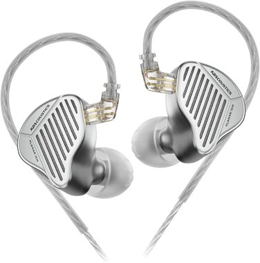 Мм Planar IEMs, знімний 2-контактний кабель OFC, аудіофільський (сріблястий, без мікрофона), 1 13,2