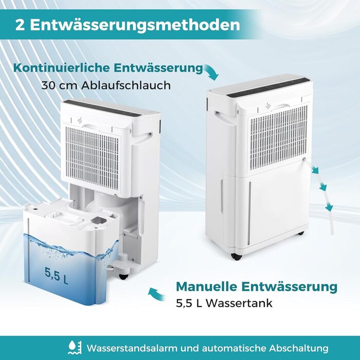 Електричний осушувач повітря COSTWAY 3 режими, 30м², 6.5л бак, таймер 24г, 2 швидкості, тихий режим ≤42dB, 28.5л/день