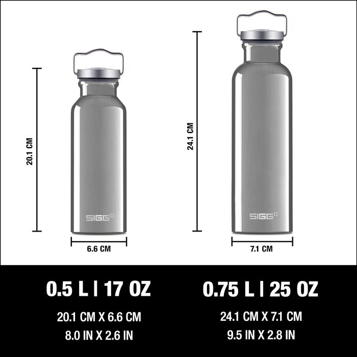 Алюмінієва пляшка для пиття - оригінал - кліматично нейтральний сертифікат - підходить для газованих напоїв - герметичний - легкий, як пір'їнка - не містить бісфенолу А - 0,5 л / 0,75 л (алюміній, 0,75 л)