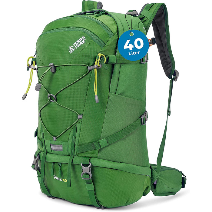 Похідний рюкзак Terra Peak 40L Flex 40 преміум великий, з вентиляцією для спини, гідратаційної системою і чохлом від дощу-похідний рюкзак з поліестеру з дихаючої 3D повітряної сіткою-Рюкзак для активного відпочинку на відкритому повітрі з поясним ременем 