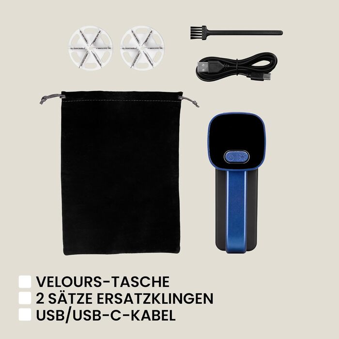 Електричний видалення ворсу ZEEGMA LINTEE BLACK для різних тканин, 5W, 3 набори лез, 3 швидкості, контейнер 100 г, LCD дисплей, акумулятор 1800 mAh, LED підсвічування, USB-C кабель