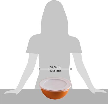 Велика кухонна миска ОМАДА з кришкою об'ємом 6,5 л, антибактеріальна, легка, небитка, придатна для миття в посудомийній машині, лінія Sanaliving (Помаранчевий)