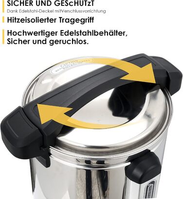 Глювайнер Cecaylie з нержавіючої сталі, 8 л, з термостатом та краном