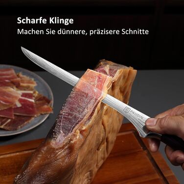 Набір кухонних ножів Paudin 7 предметів з дерев'яним блоком, професійний набір ножів для кухні, високоякісні ножі з ABS ручками